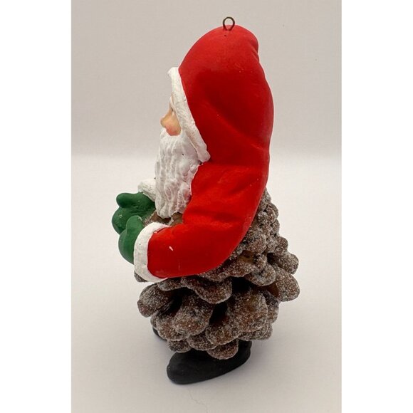 Vintage Pinecone Santa Claus Christmas Tree Ornament Glitter Accents Rustic - Picture 6 of 8